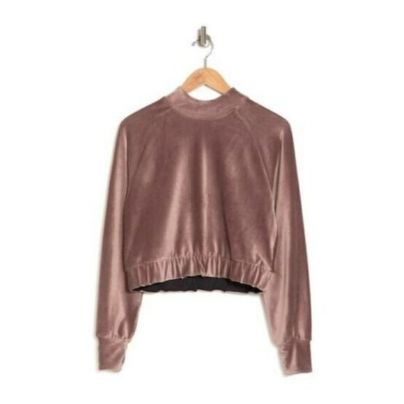 Sweaters - NWT Z by Zella Chordette Velvet Pullover Sweatshirt Brown Taupe Size 2XL